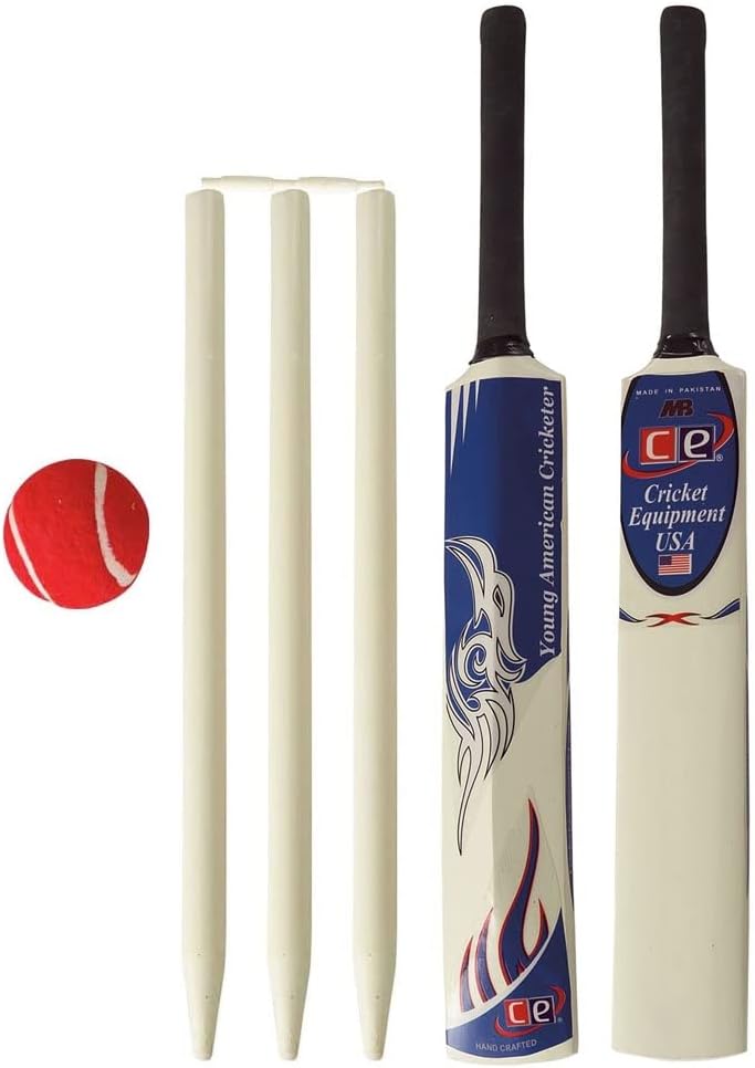 Junior Cricket Bat Set Wooden Gift Size 4, 6 Includes Stumps Ball Bat Carrying Bag